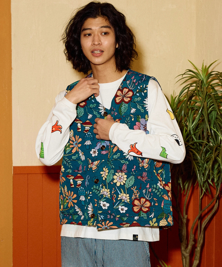 go slow caravan(ゴースローキャラバン) |ゴブランハッピーフラワーベスト (MENS)