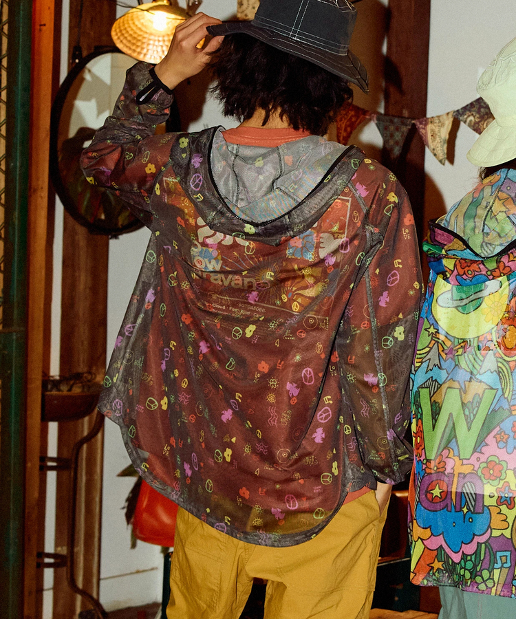 go slow caravan(ゴースローキャラバン) |総柄プリントメッシュ防蚊加工パーカーJKT (MENS)