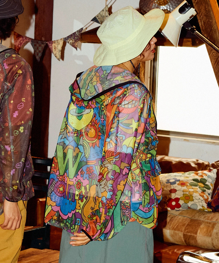 go slow caravan(ゴースローキャラバン) |総柄プリントメッシュ防蚊加工パーカーJKT (MENS)