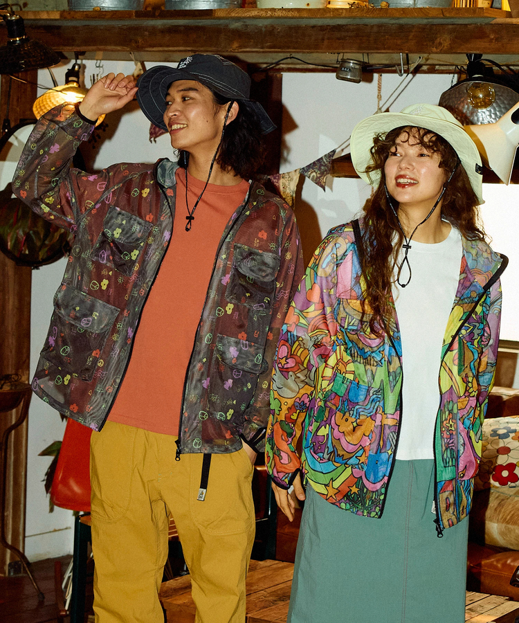 go slow caravan(ゴースローキャラバン) |総柄プリントメッシュ防蚊加工パーカーJKT (MENS)