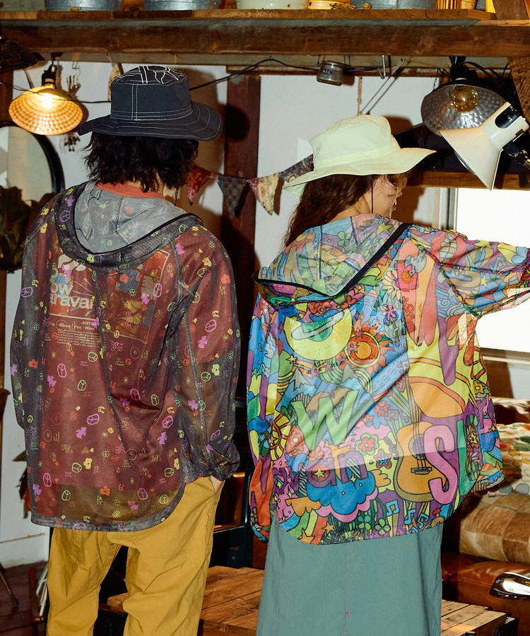 go slow caravan(ゴースローキャラバン) |総柄プリントメッシュ防蚊加工パーカーJKT (MENS)