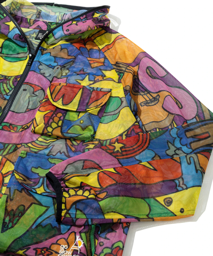 go slow caravan(ゴースローキャラバン) |総柄プリントメッシュ防蚊加工パーカーJKT (MENS)