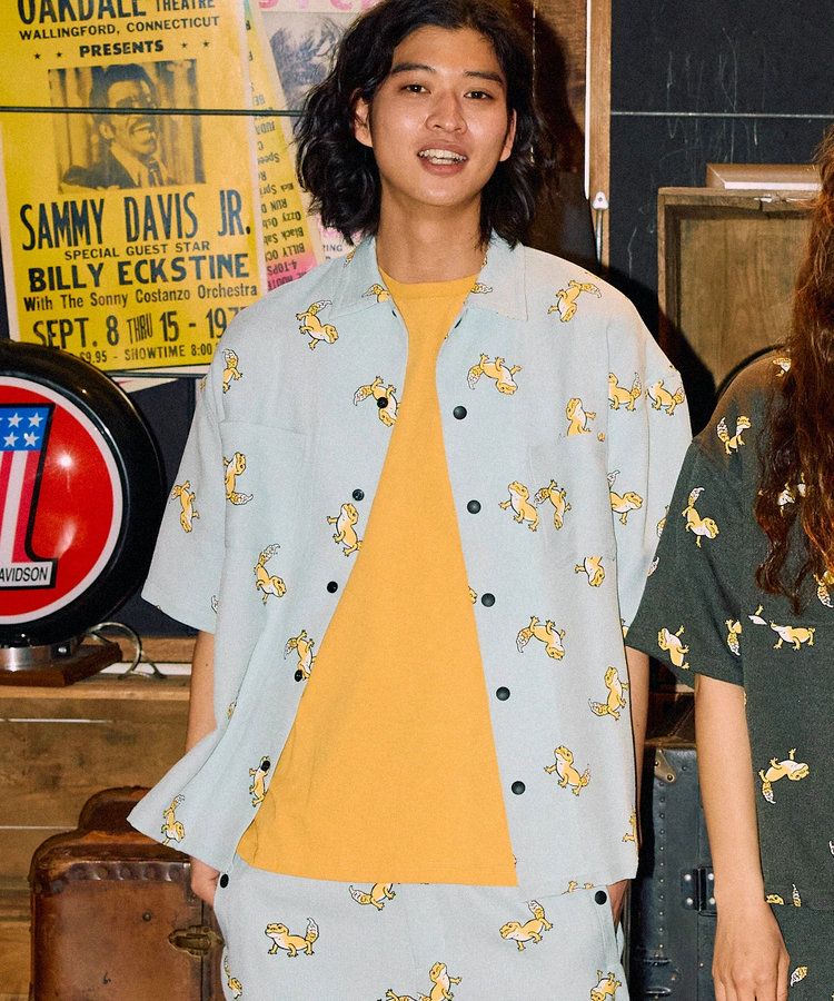 go slow caravan(ゴースローキャラバン) |ブッチャー総柄プリントS/Sシャツ (MENS/WOMENS)