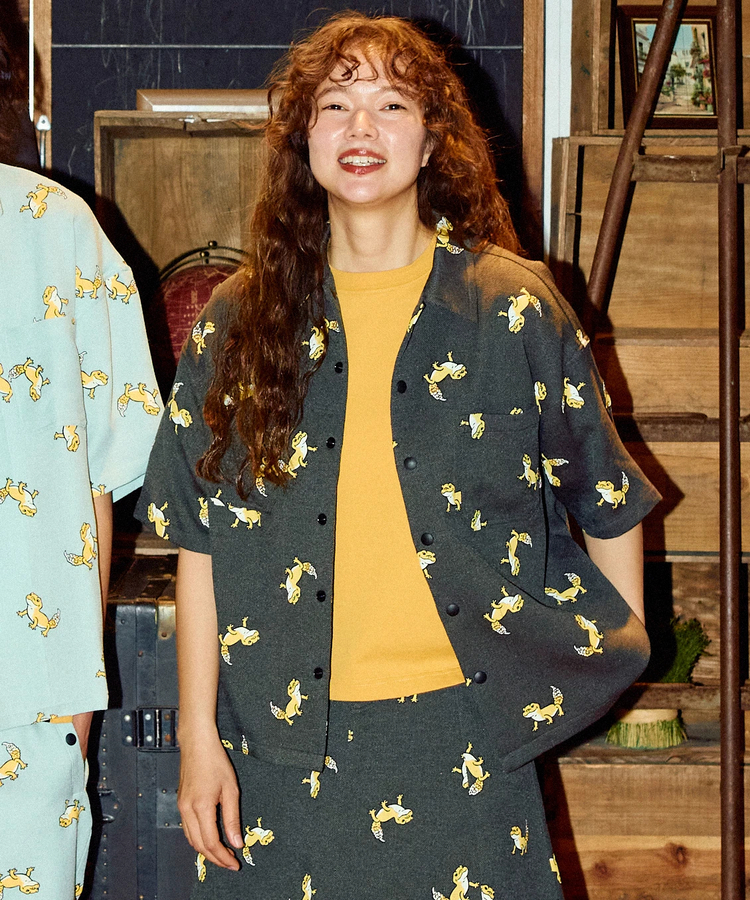 go slow caravan(ゴースローキャラバン) |ブッチャー総柄プリントS/Sシャツ (MENS/WOMENS)