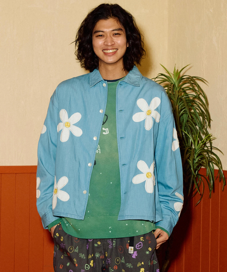 go slow caravan(ゴースローキャラバン) |LIHGT OZデニムカットワーク刺繍シャツ (MENS)