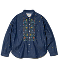 go slow caravan(ゴースローキャラバン) |LIHGT OZデニムパネル刺繍シャツ (MENS)