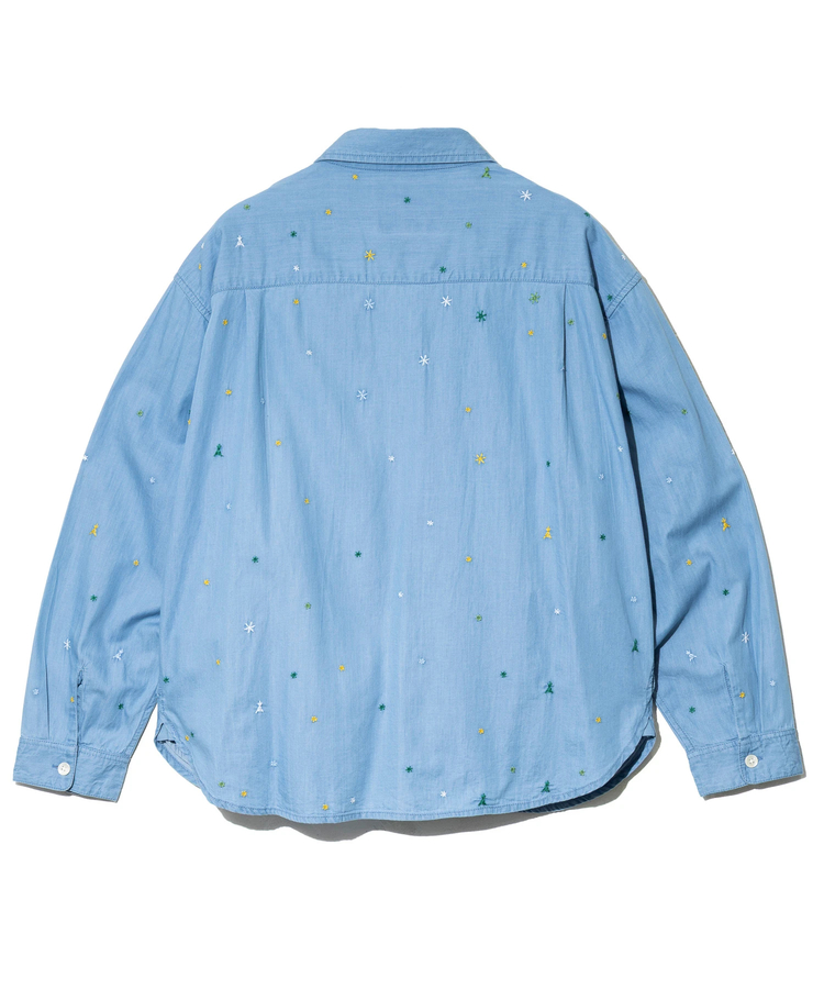 go slow caravan(ゴースローキャラバン) |LIHGT OZデニムパネル刺繍シャツ (MENS)