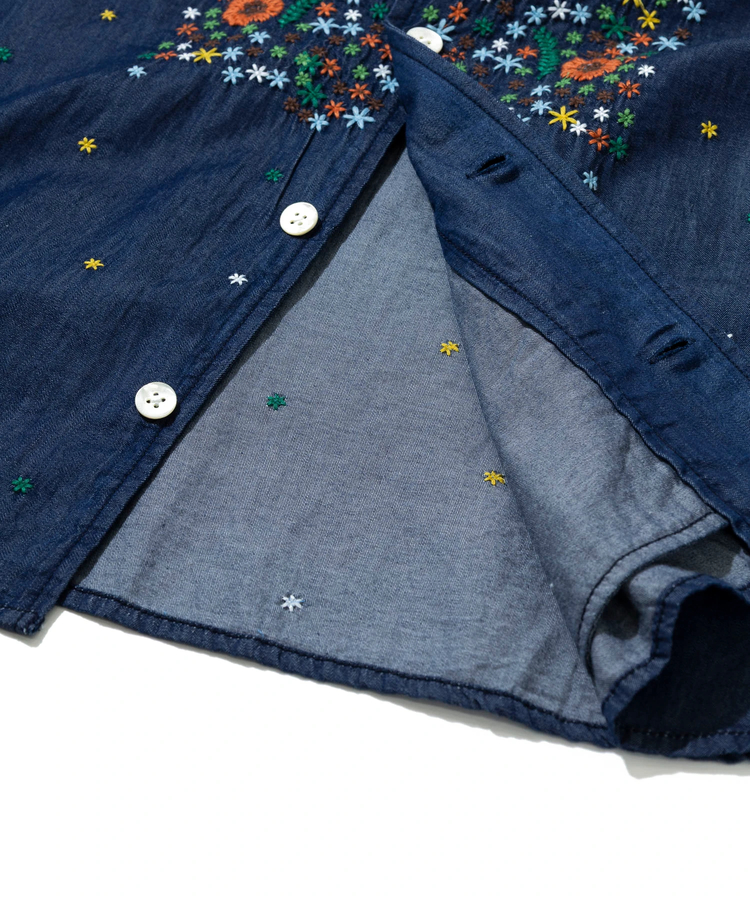 go slow caravan(ゴースローキャラバン) |LIHGT OZデニムパネル刺繍シャツ (MENS)