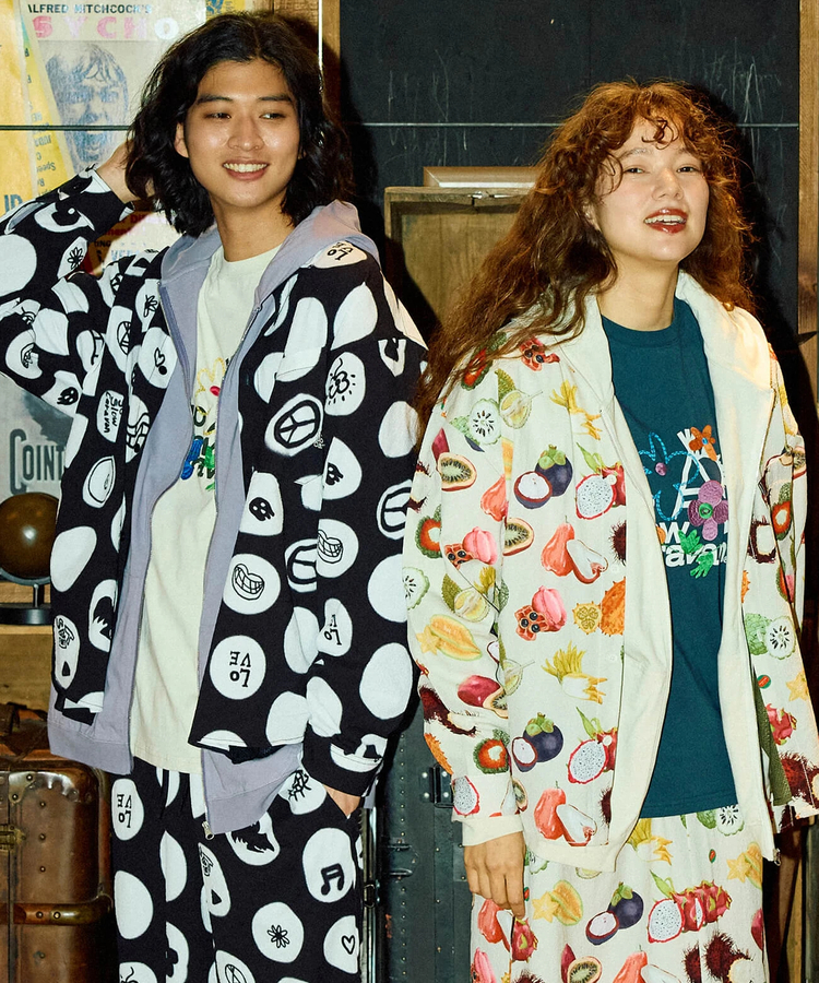 go slow caravan(ゴースローキャラバン) |ストレッチサッカー総柄プリントユーティリティーシャツ (MENS/WOMENS)