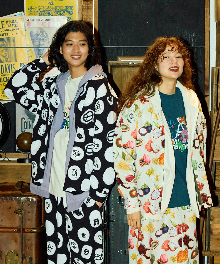 go slow caravan(ゴースローキャラバン) |ストレッチサッカー総柄プリントユーティリティーシャツ (MENS/WOMENS)