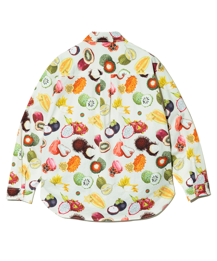 go slow caravan(ゴースローキャラバン) |ストレッチサッカー総柄プリントユーティリティーシャツ (MENS/WOMENS)