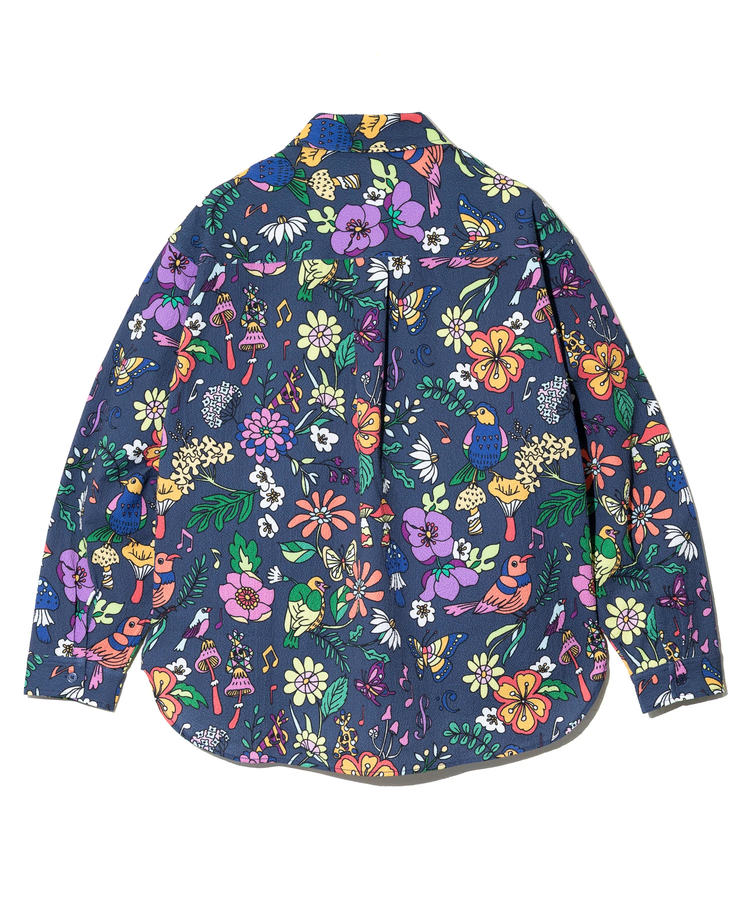 go slow caravan(ゴースローキャラバン) |ストレッチサッカー総柄プリントユーティリティーシャツ (MENS/WOMENS)