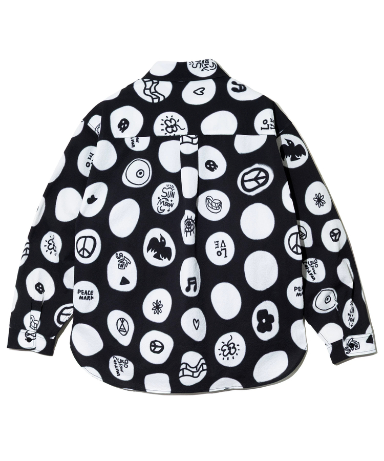 go slow caravan(ゴースローキャラバン) |ストレッチサッカー総柄プリントユーティリティーシャツ (MENS/WOMENS)