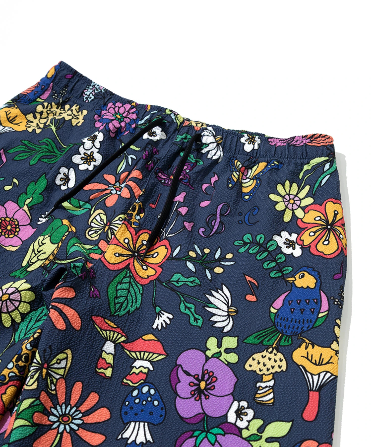 go slow caravan(ゴースローキャラバン) |ストレッチサッカー総柄プリントアンクルパンツ (MENS/WOMENS)