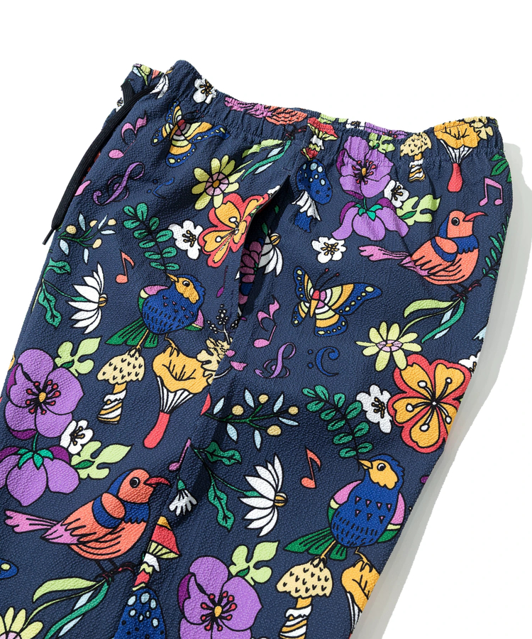 go slow caravan(ゴースローキャラバン) |ストレッチサッカー総柄プリントアンクルパンツ (MENS/WOMENS)