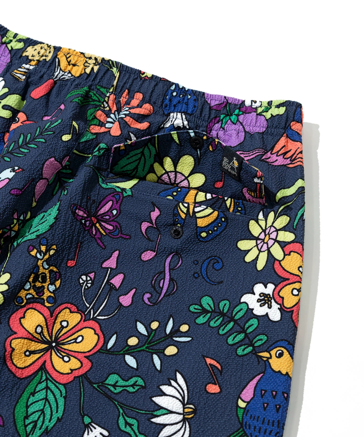 go slow caravan(ゴースローキャラバン) |ストレッチサッカー総柄プリントアンクルパンツ (MENS/WOMENS)