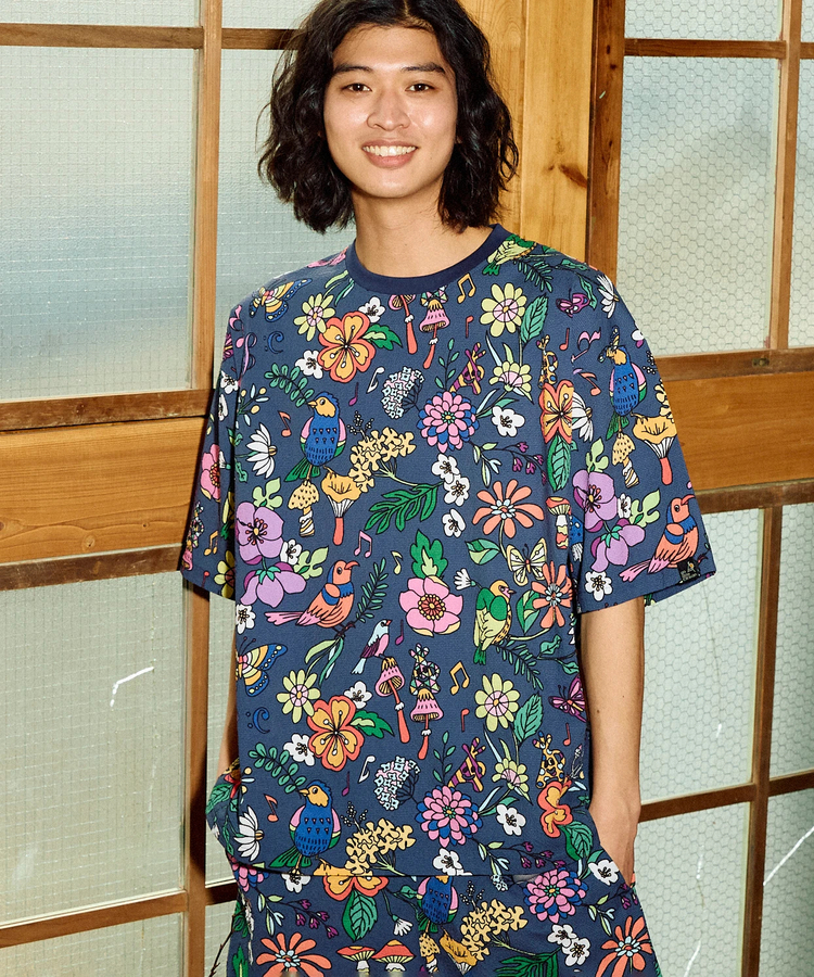 go slow caravan(ゴースローキャラバン) |ストレッチサッカー総柄プリントS/STEE (MENS)