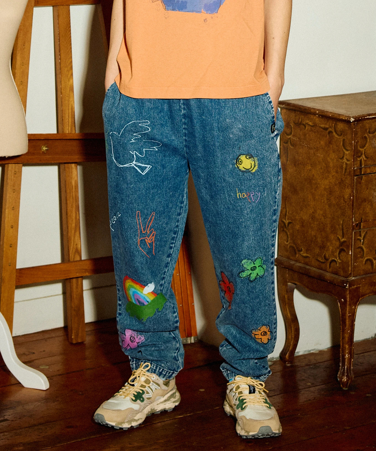 go slow caravan(ゴースローキャラバン) |落書きプリントイージーパンツ (MENS/WOMENS)