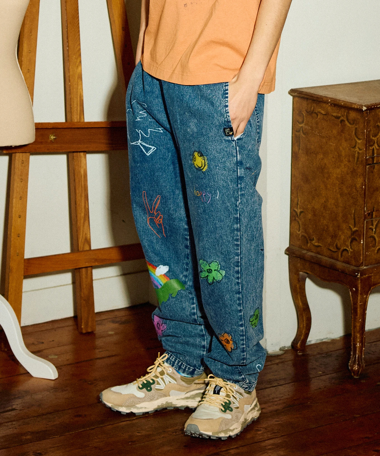 go slow caravan(ゴースローキャラバン) |落書きプリントイージーパンツ (MENS/WOMENS)