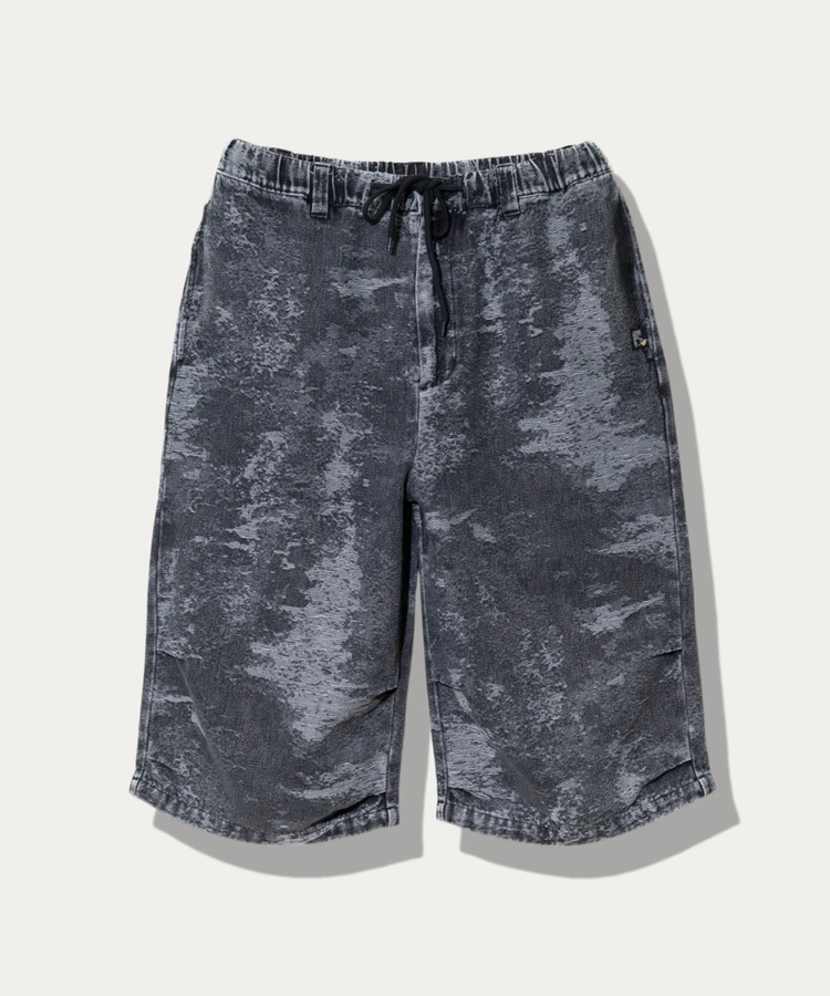 go slow caravan(ゴースローキャラバン) |ジャガードデニムケミカルブリーチワイドハーフパンツ (MENS)