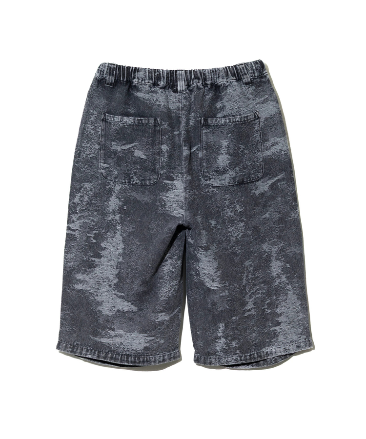 go slow caravan(ゴースローキャラバン) |ジャガードデニムケミカルブリーチワイドハーフパンツ (MENS)