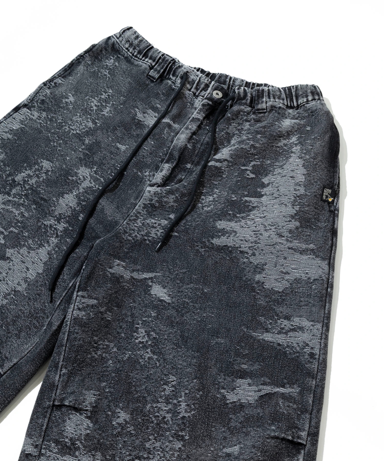 go slow caravan(ゴースローキャラバン) |ジャガードデニムケミカルブリーチワイドハーフパンツ (MENS)