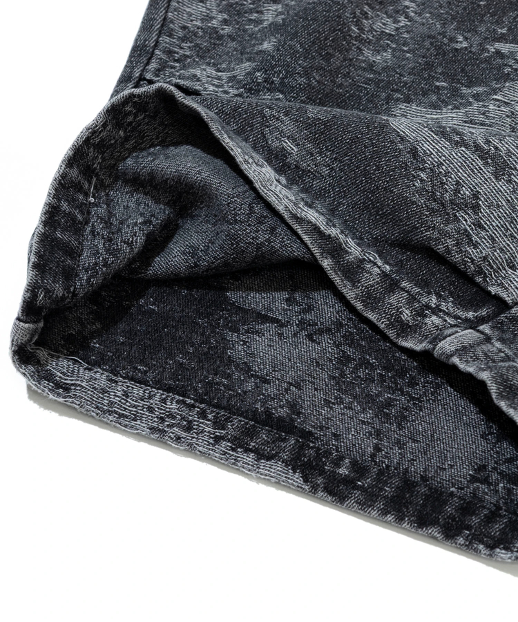 go slow caravan(ゴースローキャラバン) |ジャガードデニムケミカルブリーチワイドハーフパンツ (MENS)