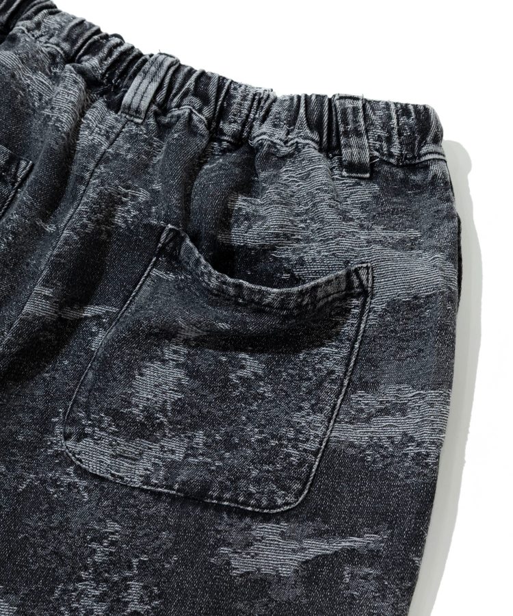 go slow caravan(ゴースローキャラバン) |ジャガードデニムケミカルブリーチワイドハーフパンツ (MENS)