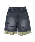 go slow caravan(ゴースローキャラバン) |デニム×ツイルUSED加工レイヤードハーフパンツ (MENS)