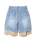 go slow caravan(ゴースローキャラバン) |デニム×ツイルUSED加工レイヤードハーフパンツ (MENS)