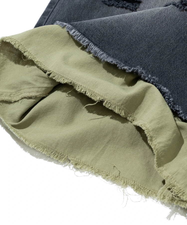 go slow caravan(ゴースローキャラバン) |デニム×ツイルUSED加工レイヤードハーフパンツ (MENS)