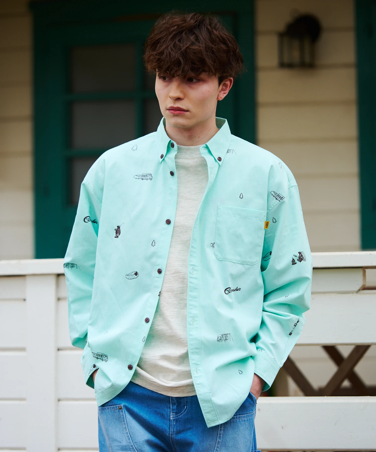 go slow caravan(ゴースローキャラバン) |COBMASTER/コブマスター シャンブレー総柄B.Dシャツ (MENS)