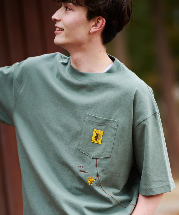 go slow caravan(ゴースローキャラバン) |COBMASTER/コブマスター 吸水速乾/抗菌防臭ポケット刺繍ルーズTEE《フォレストジップライン》(MENS)