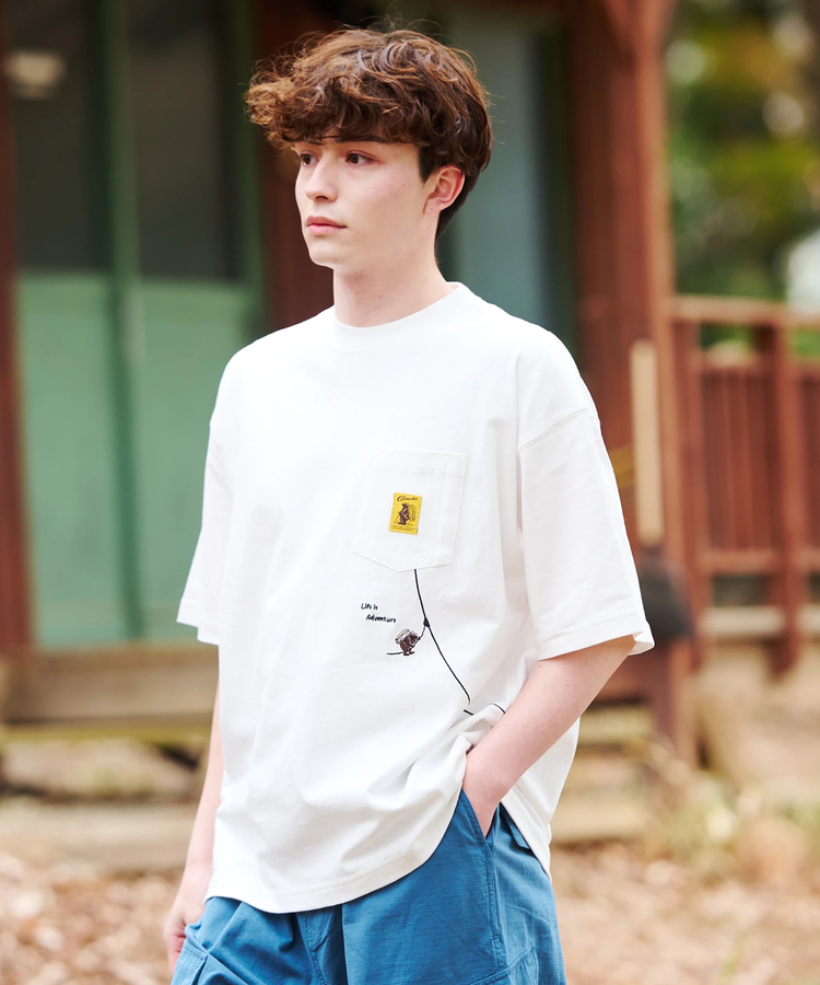 go slow caravan(ゴースローキャラバン) |COBMASTER/コブマスター 吸水速乾/抗菌防臭ポケット刺繍ルーズTEE《フォレストジップライン》(MENS)