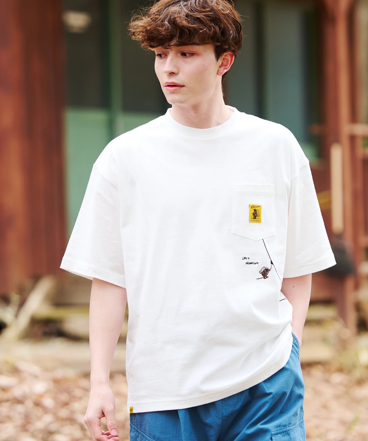 go slow caravan(ゴースローキャラバン) |COBMASTER/コブマスター 吸水速乾/抗菌防臭ポケット刺繍ルーズTEE《フォレストジップライン》(MENS)