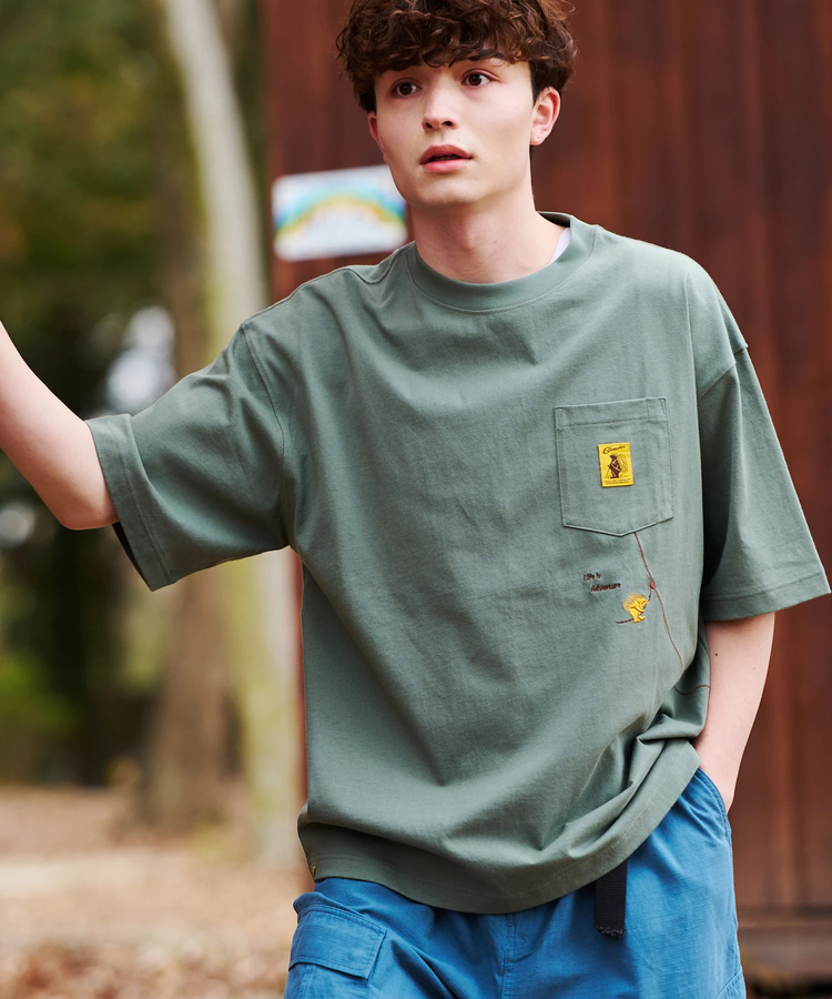 go slow caravan(ゴースローキャラバン) |COBMASTER/コブマスター 吸水速乾/抗菌防臭ポケット刺繍ルーズTEE《フォレストジップライン》(MENS)