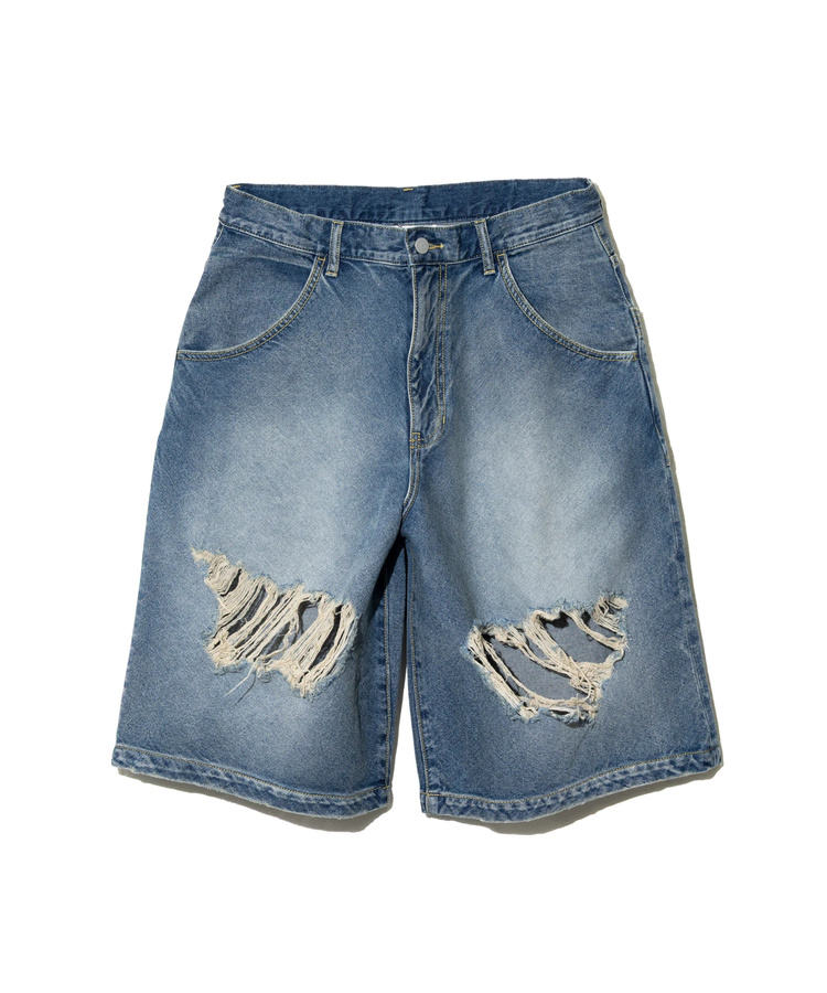 go slow caravan(ゴースローキャラバン) |10ozデニムバイアスダメージワイドショーツ (MENS)