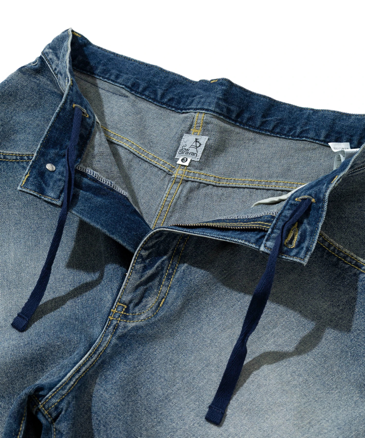 go slow caravan(ゴースローキャラバン) |10ozデニムバイアスダメージワイドショーツ (MENS)