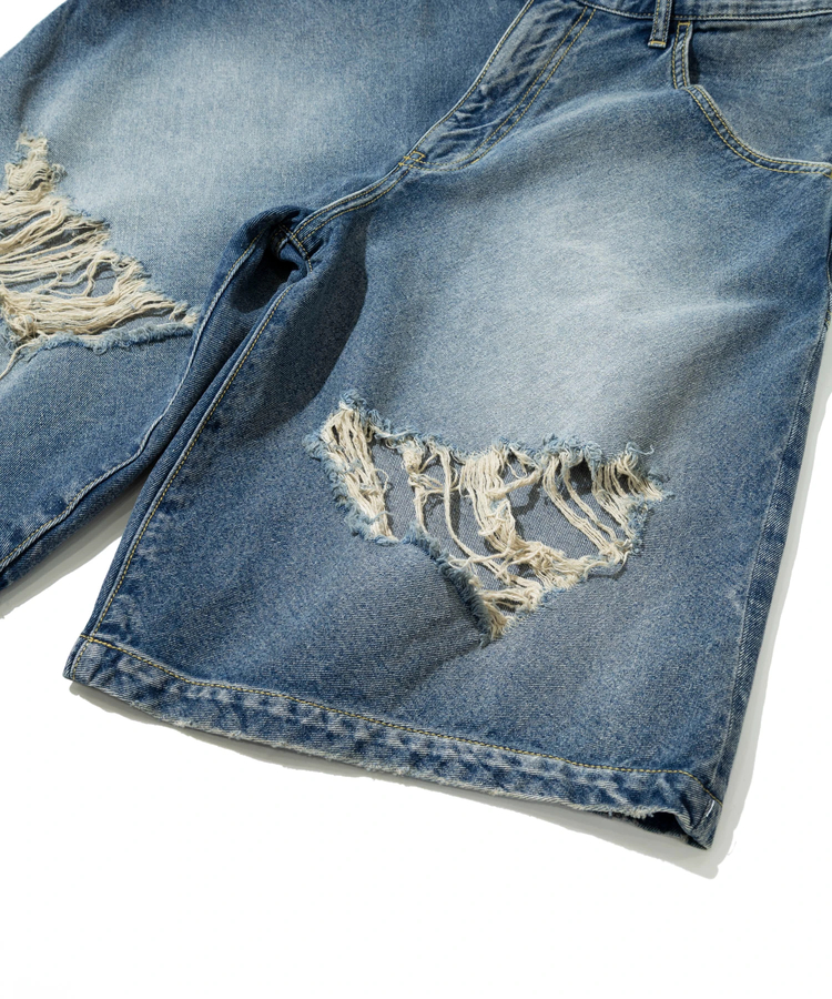 go slow caravan(ゴースローキャラバン) |10ozデニムバイアスダメージワイドショーツ (MENS)