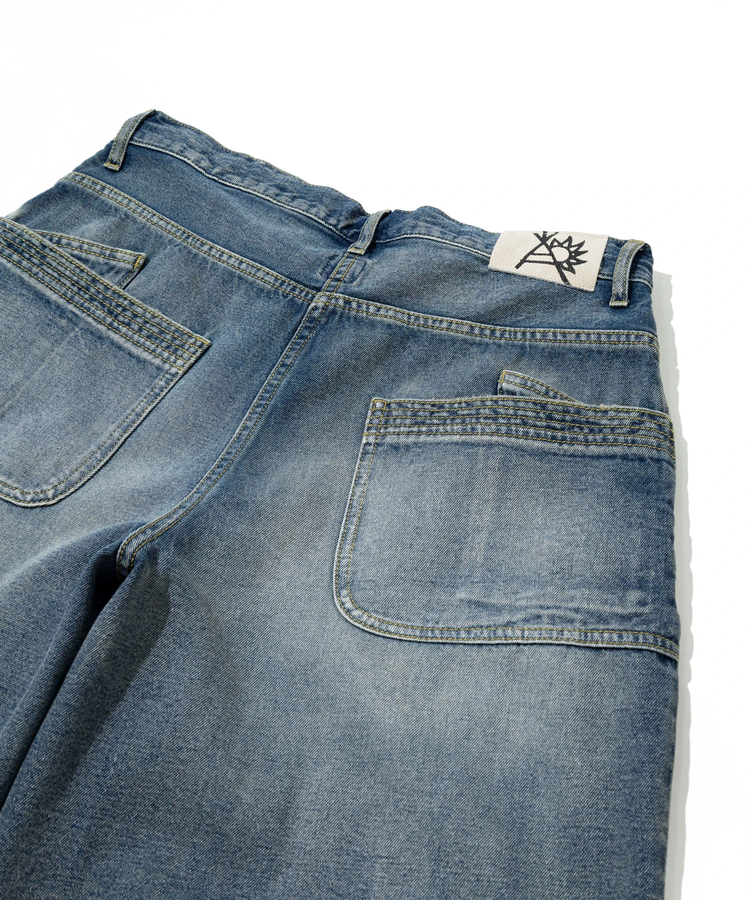 go slow caravan(ゴースローキャラバン) |10ozデニムバイアスダメージワイドショーツ (MENS)