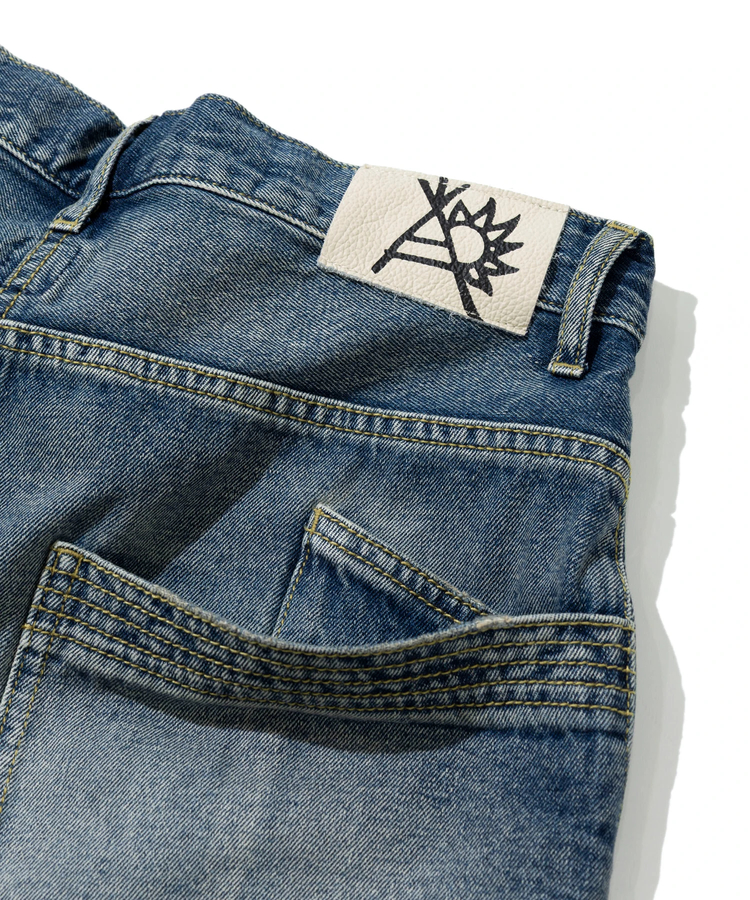 go slow caravan(ゴースローキャラバン) |10ozデニムバイアスダメージワイドショーツ (MENS)