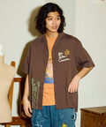 go slow caravan(ゴースローキャラバン) |LINEN/COTTONチェーン刺繍S/Sオープンシャツ (MENS)