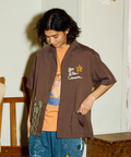 go slow caravan(ゴースローキャラバン) |LINEN/COTTONチェーン刺繍S/Sオープンシャツ (MENS)