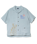 go slow caravan(ゴースローキャラバン) |LINEN/COTTONチェーン刺繍S/Sオープンシャツ (MENS)