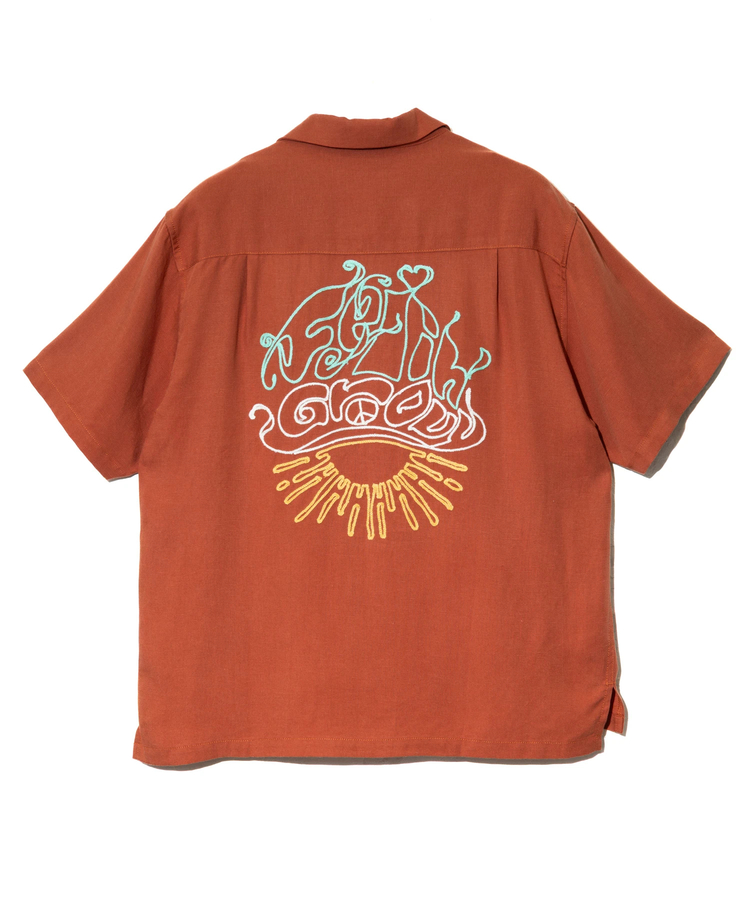 go slow caravan(ゴースローキャラバン) |LINEN/COTTONチェーン刺繍S/Sオープンシャツ (MENS)