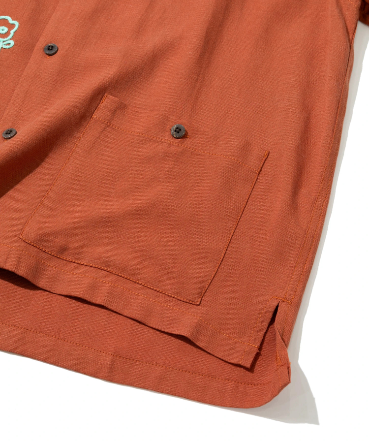 go slow caravan(ゴースローキャラバン) |LINEN/COTTONチェーン刺繍S/Sオープンシャツ (MENS)