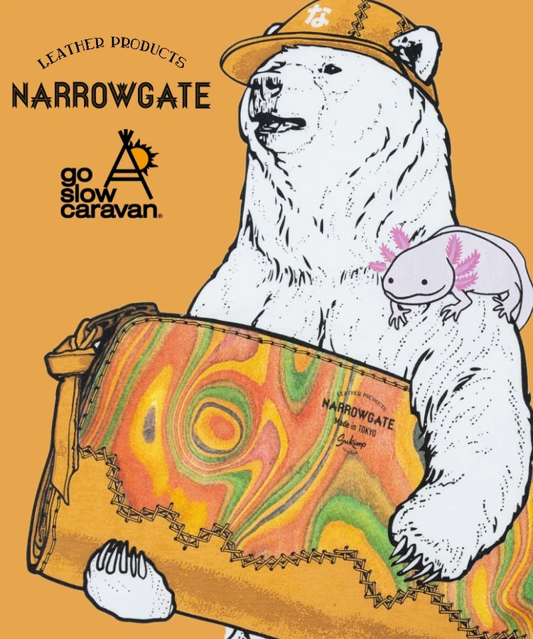 go slow caravan(ゴースローキャラバン) |【 NARROW GATE × go slow caravan 】お財布クマ ラグランL/S TEE (MENS)