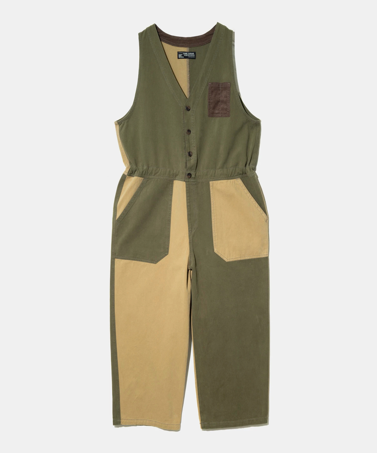 CUBE SUGAR/キューブシュガー ピーチツイルxコーデュロイサロペット