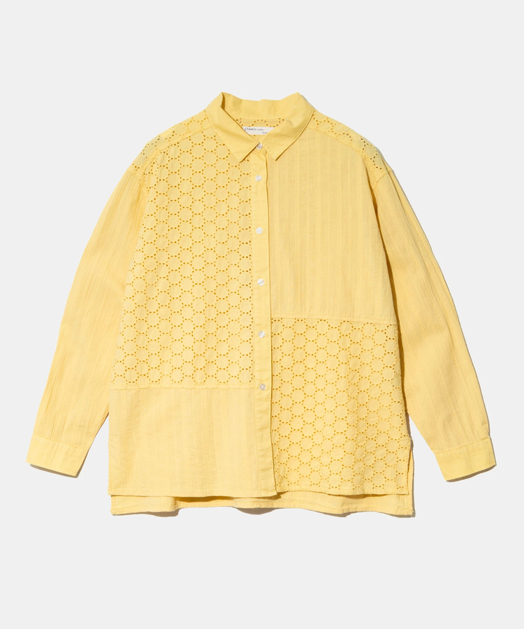 GENTIL/ジャンティー ジャガードレース切替シャツ (WOMENS