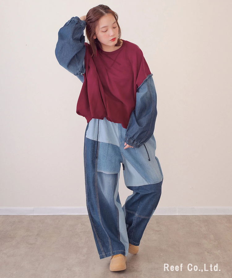 mililopiulu/ミリロピュール リビルドパラシュートデニムパンツ